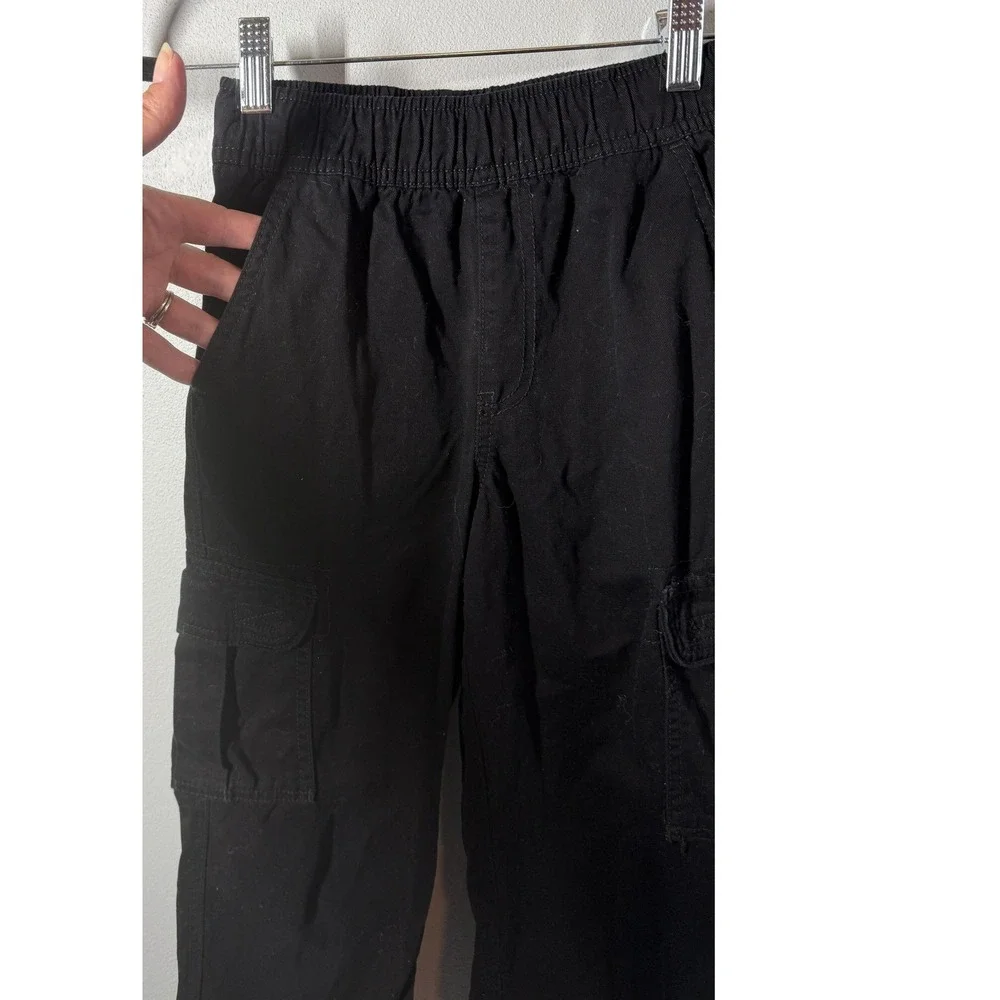 The Childrens Place Boys Cargo Pants 10 Slim Black Adjustable Waist Pockets